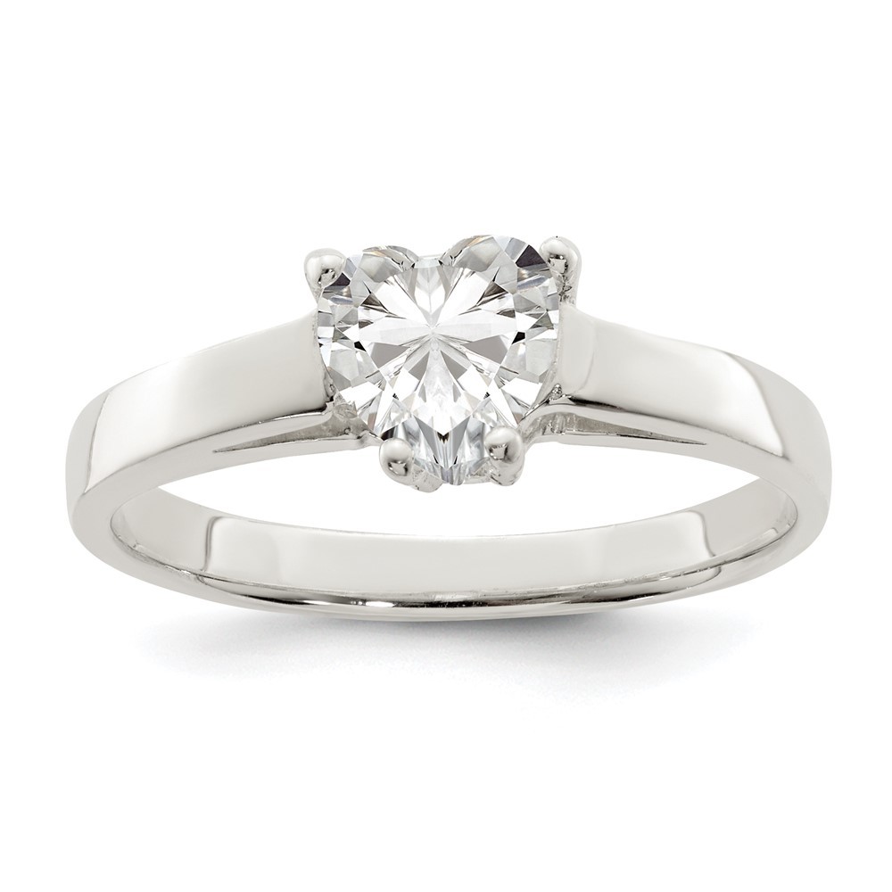 925 Sterling Silver Solitaire Heart CZ (Cubic Zirconia) Ring